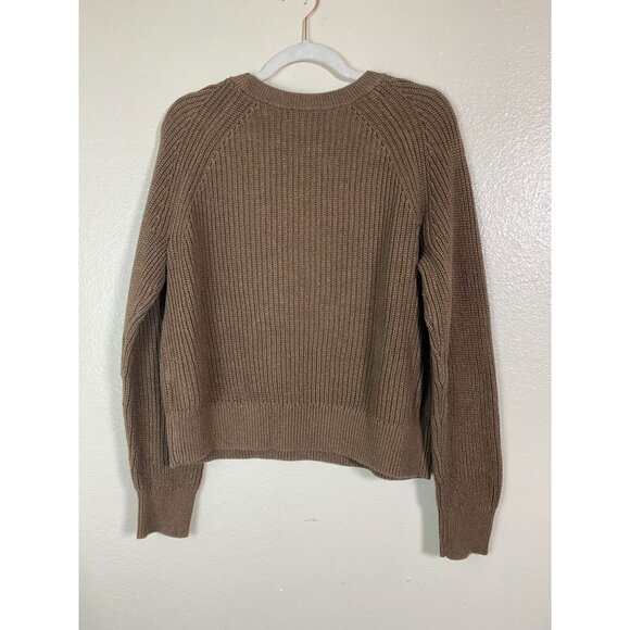 J.Crew Women's Brown Cotton fisherman Sweater Size Large Ribbed Knit Minimalist - Picture 2 of 14